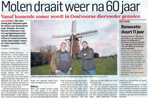 Artikel Rotterdams Dagblad Molen Oostvoorne Molendijk